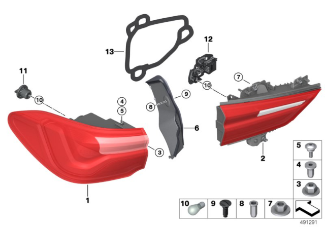 2020 BMW X2 Rear Light In Trunk Lid, Left Diagram for 63217465509