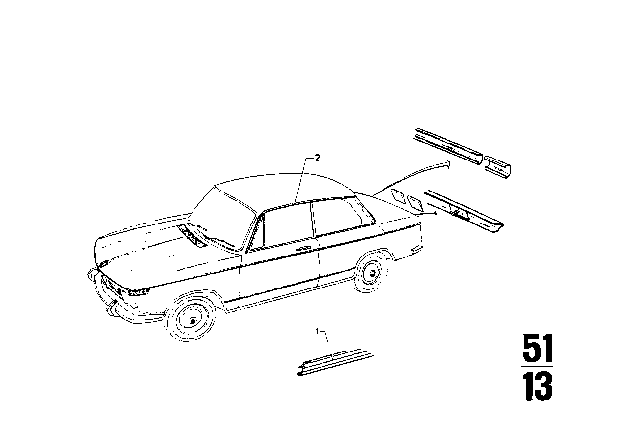 1973 BMW 2002tii Mouldings Diagram 2