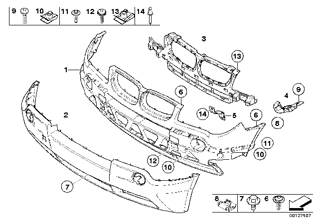 2004 BMW X3 Insert, Bumper Front Centre Diagram for 51113400898