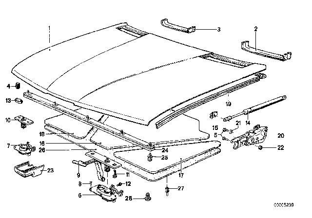 1984 BMW 528e Hood Diagram