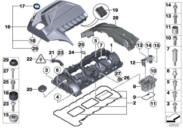 2014 BMW 640i Cylinder Head Cover Diagram