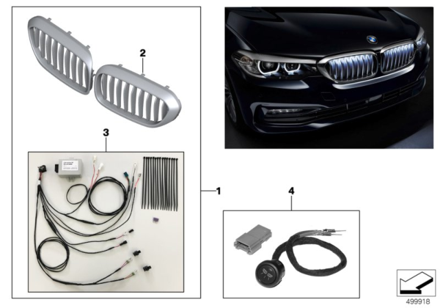 2018 BMW 540i Exterior Contents Diagram