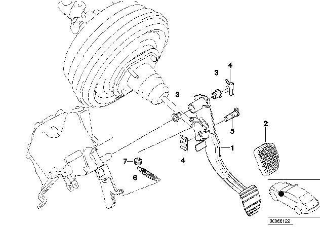 2006 BMW X5 Pedals Supporting Bracket / Brake Pedal Diagram
