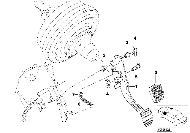 2001 BMW Z8 Pedals Supporting Bracket / Brake Pedal Diagram