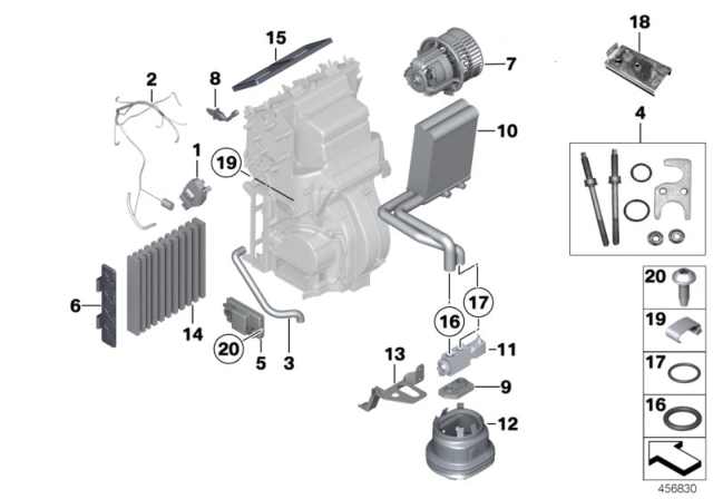 2010 BMW 760Li Retainer, Rear-Cabin Air Conditioning Diagram for 64119162325