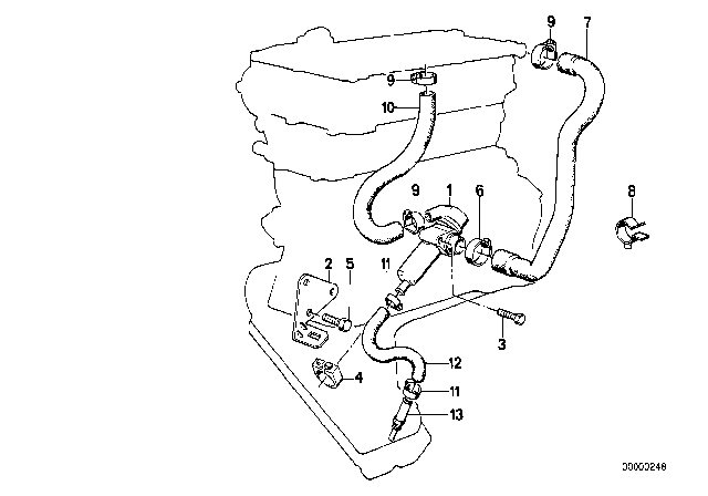 1989 BMW M3 Hose Line Diagram for 11151310814