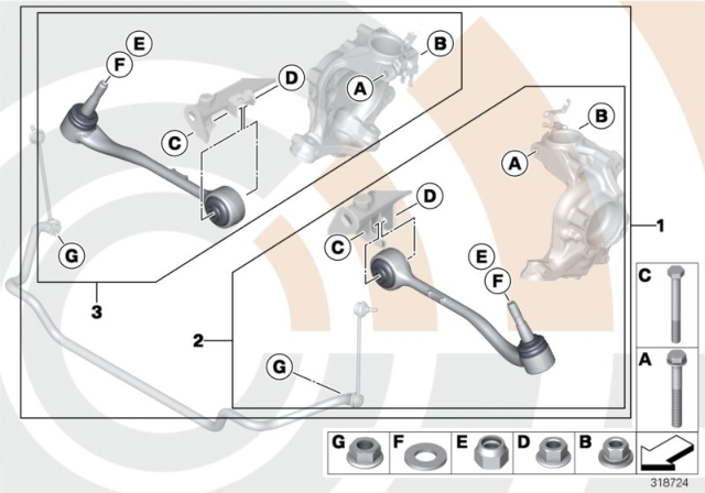 1999 BMW 540i Service Kit Control Arm / Value Line Diagram