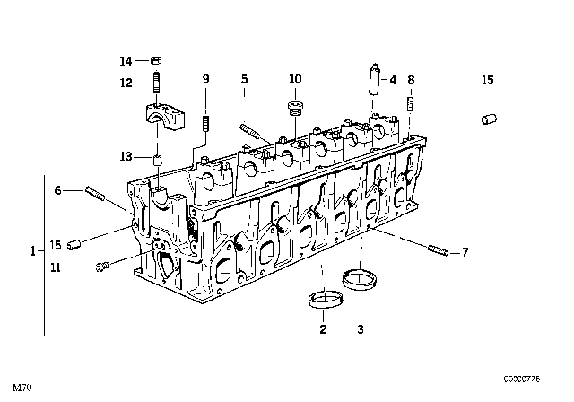 1993 BMW 850Ci Cylinder Head & Attached Parts Diagram 1