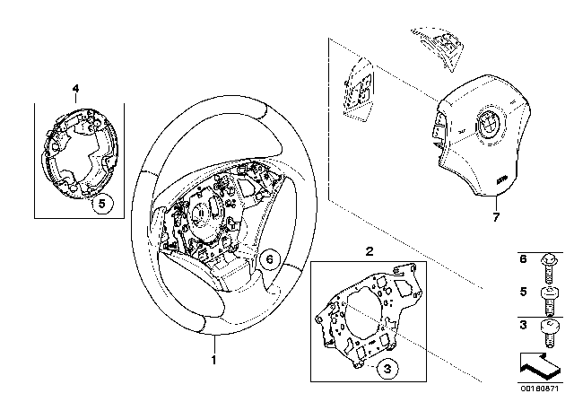 2008 BMW 550i Steering Wheel Airbag Multifunctional Diagram