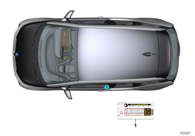 2016 BMW i3 Label "Tire Pressure" Diagram