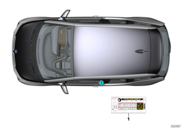 2018 BMW i3 Label "Tire Pressure" Diagram