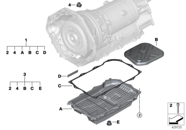2019 BMW M5 Transmission Oil Pan With Filter Repair Set Diagram for 24117855261