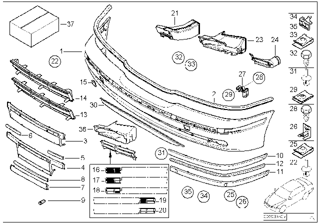 2000 BMW 540i Trim Panel, Front Diagram 2