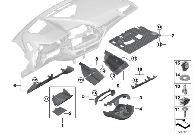 2020 BMW M235i xDrive Gran Coupe Mounting Parts, Instrument Panel Diagram 1