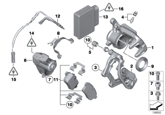 2010 BMW Z4 Rear-Wheel Brake - EMF Control Unit Diagram