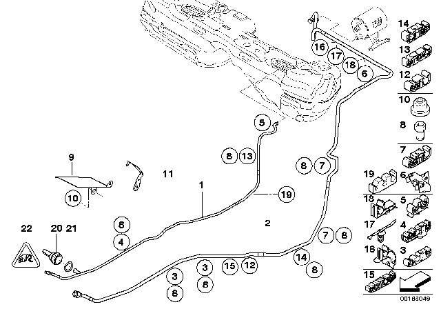 2008 BMW 128i Fuel Feed Line Diagram for 16127172161