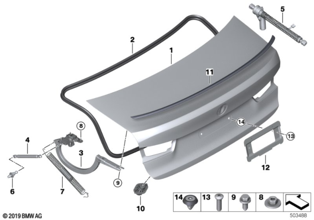 2019 BMW 330i Trunk Lid Sealing Diagram for 51769465400
