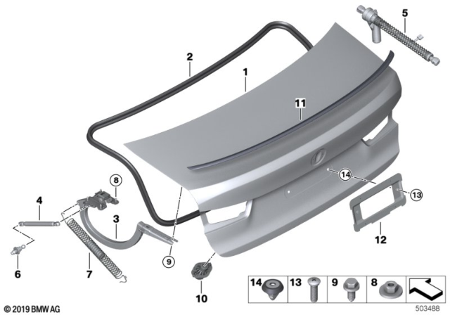 2019 BMW 330i Tension Spring, Trunk Lid/Ta Diagram for 51247430614