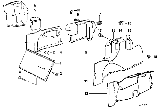 1991 BMW M5 Trunk Trim Panel Diagram 1