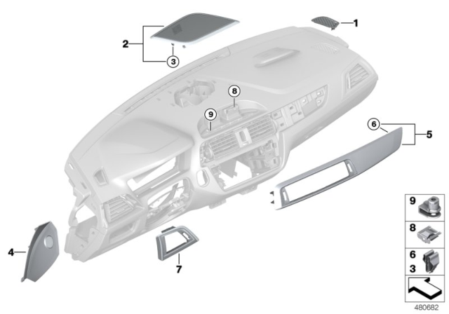 2020 BMW M240i Mounting Parts, Instrument Panel Diagram 2