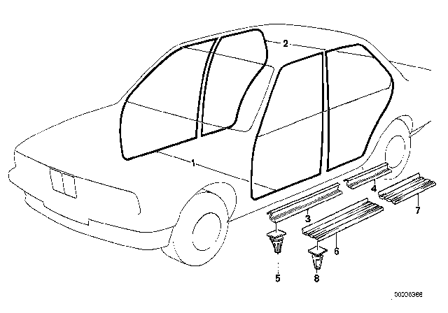 1993 BMW 750iL Edge Protection Front Diagram for 51721974081