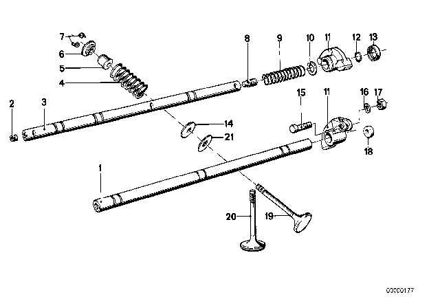 1985 BMW 735i Timing Gear - Rocker Arm / Valves Diagram