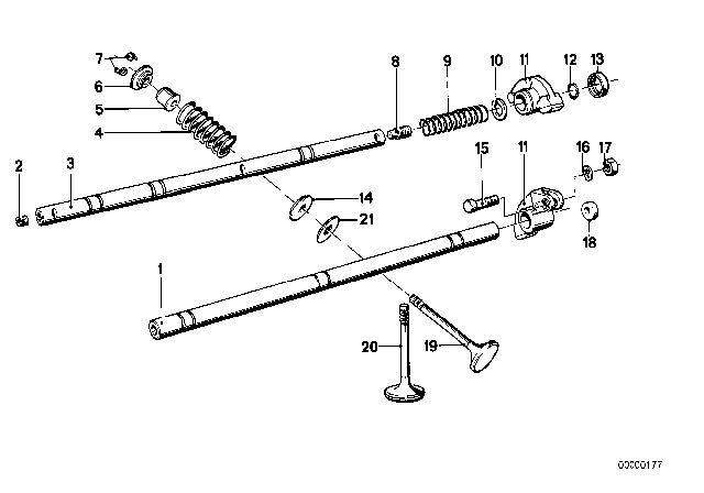 1987 BMW 635CSi Timing Gear - Rocker Arm / Valves Diagram 2