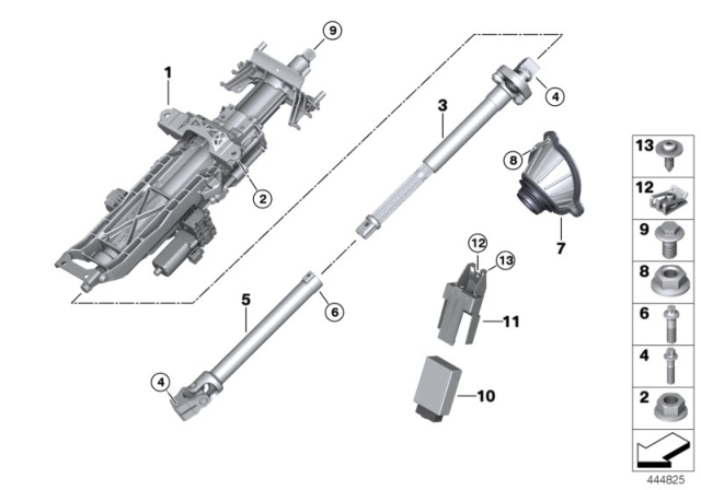 2017 BMW 540i xDrive Add-On Parts, Electrical Steering Column Adjusting Diagram