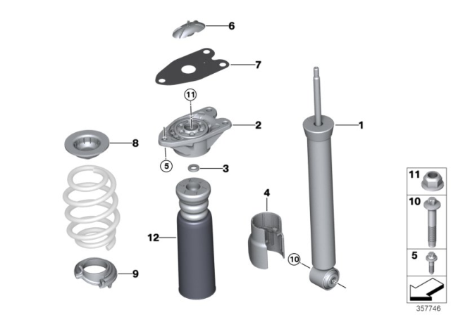 2018 BMW X2 Shock Absorber, Rear Diagram 1