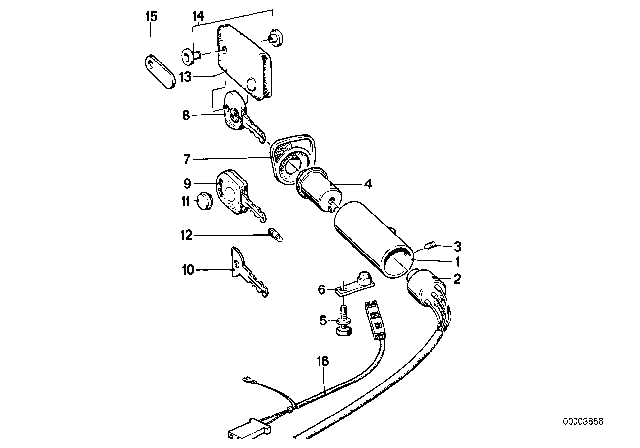 1987 BMW 528e Steering Lock / Ignition Switch Diagram 1