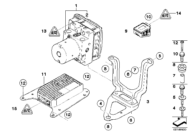 2011 BMW X6 Hydro Unit DXC / Fastening / Sensors Diagram