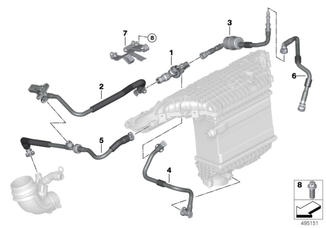 2020 BMW X3 M TANK EVAP LINE WITH PRESSURE Diagram for 13908058625