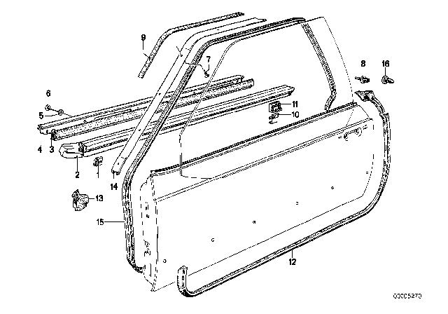 1987 BMW M6 Door Weatherstrip Diagram 2