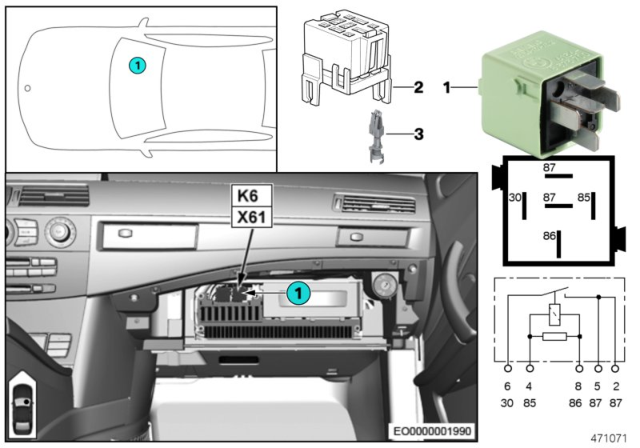 2009 BMW 535i xDrive Relay, Headlight Cleaning System Diagram