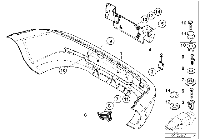 2000 BMW Z3 Trim Panel, Rear Diagram