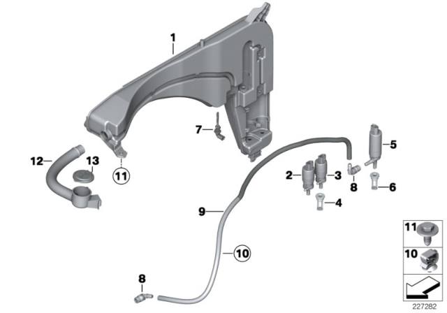 2017 BMW X3 Reservoir, Windscreen / Headlight Washer System Diagram