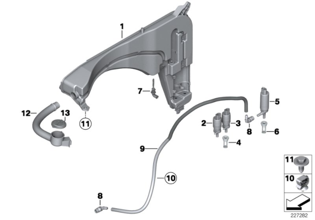 61667255828 Genuine BMW Washer Fluid Reservoir