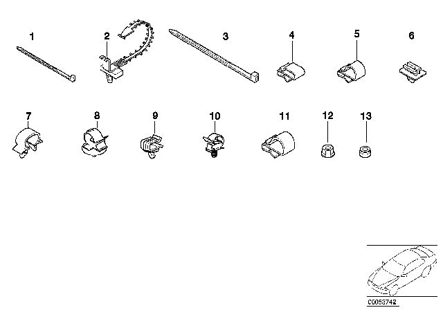 2002 BMW X5 Cable Harness Fixings Diagram