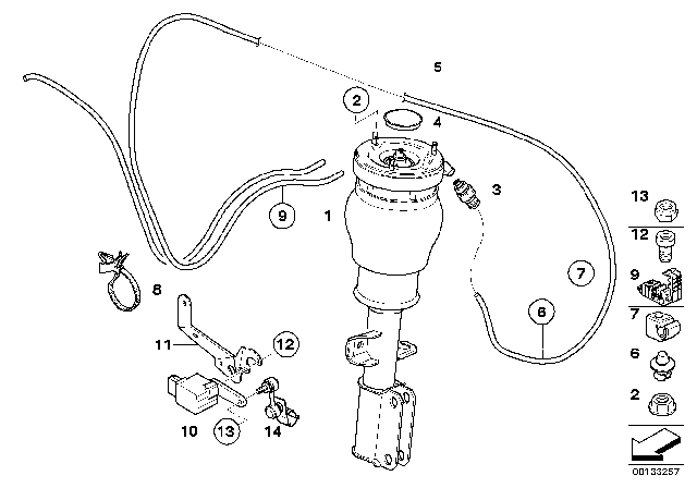 2005 BMW X5 Levelling Device / Air Spring Strut / Sensor Diagram