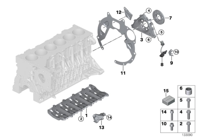 2009 BMW X5 Engine Block & Mounting Parts Diagram 2