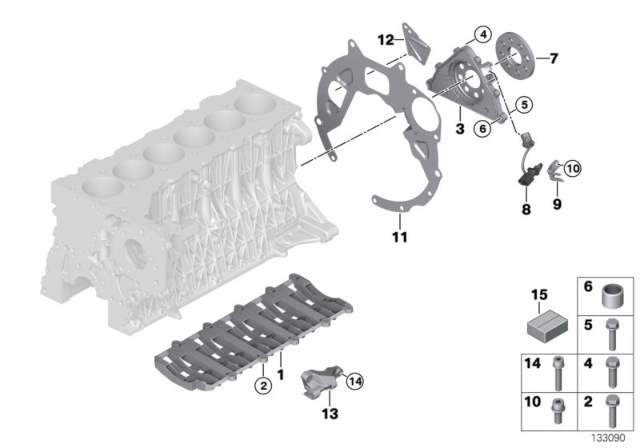 2012 BMW X5 Engine Block & Mounting Parts Diagram 2