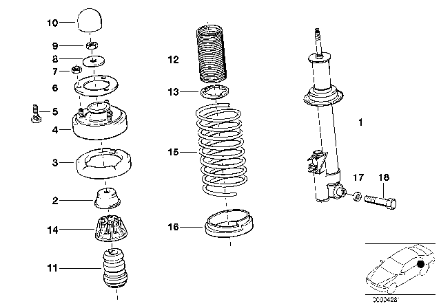 1988 BMW 735iL Coil Spring Diagram for 33531134552