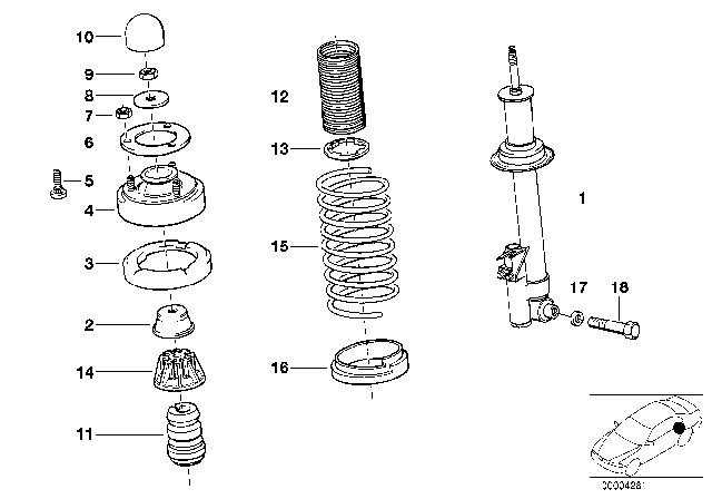 1987 BMW 735i Rear Left Shock Absorber Diagram for 37121134283