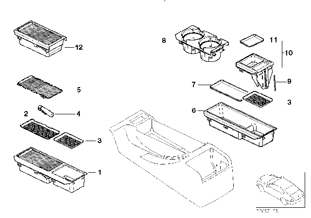 2001 BMW 325xi Storing Partition Mounting parts Diagram 2