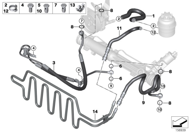 2011 BMW 335d Power Steering Loop Diagram for 17217795456