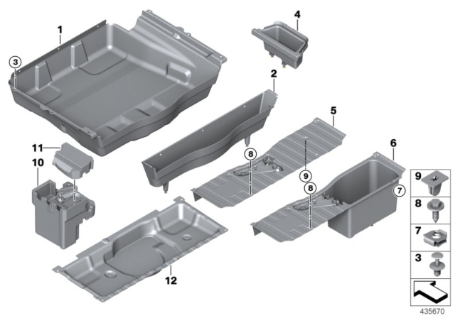 2016 BMW X6 Storage Tray, Luggage-Compartment Floor Diagram