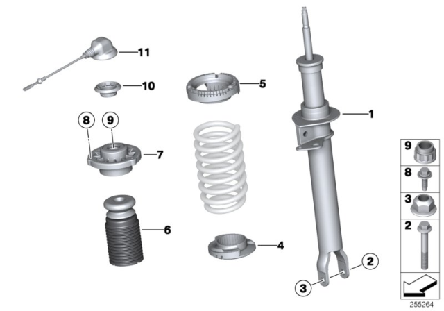 2013 BMW M5 Front Left Spring Strut Diagram for 31312284045