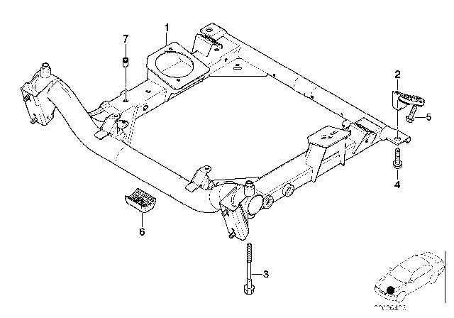 2003 BMW 325xi Front Axle Support Diagram for 31101096954