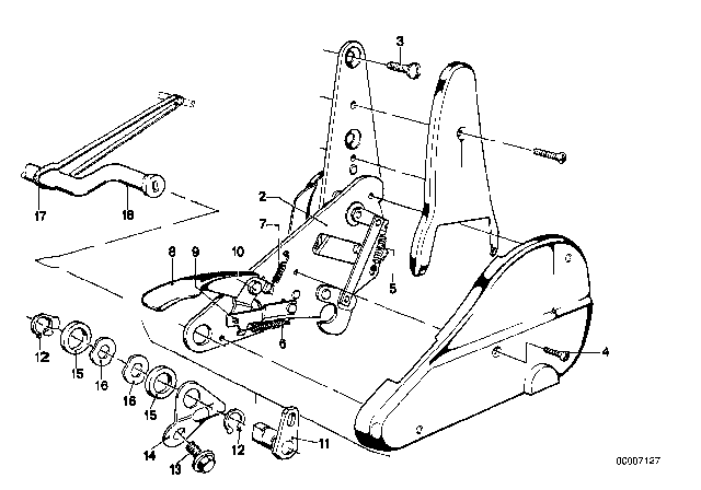 1983 BMW 320i Reclining.Seat Fitting Outer Right Diagram for 52101855364