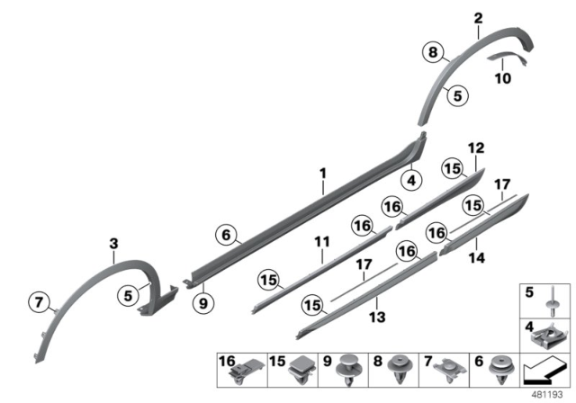 2011 BMW X3 Cover Door Sill / Wheel Arch Diagram